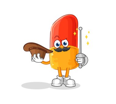 the lipstick fencer character. cartoon mascot vector