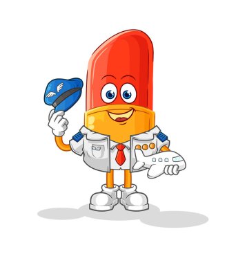 the lipstick pilot mascot. cartoon vector