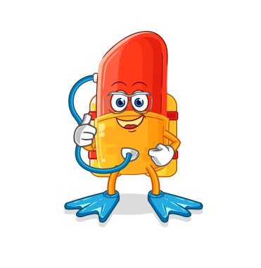 the lipstick diver cartoon. cartoon mascot vector