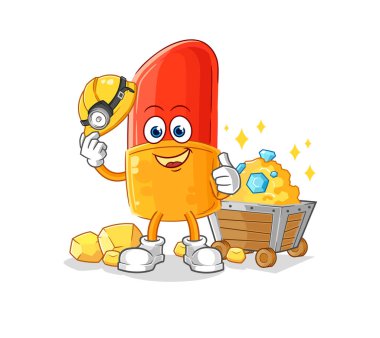 the lipstick miner with gold character. cartoon mascot vector