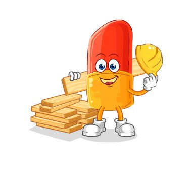 the lipstick builder vector. cartoon character