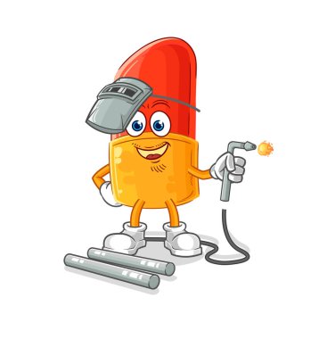 the lipstick welder mascot. cartoon vector