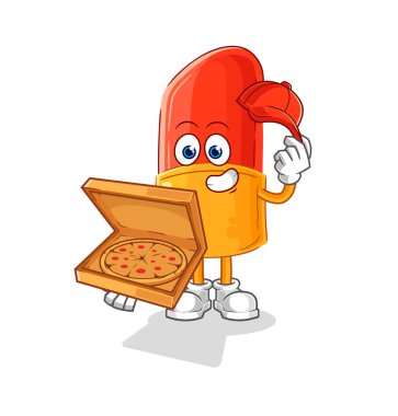 the lipstick pizza delivery boy vector. cartoon character