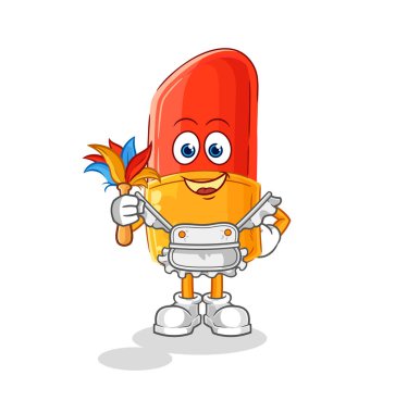 the lipstick maid mascot. cartoon vector