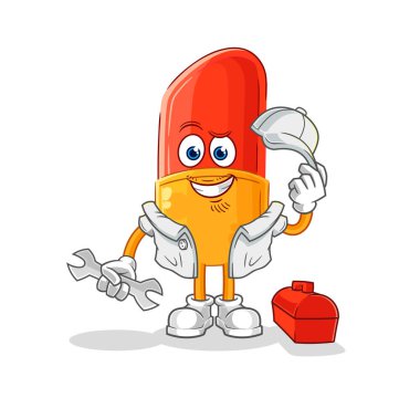 the lipstick mechanic cartoon. cartoon mascot vector