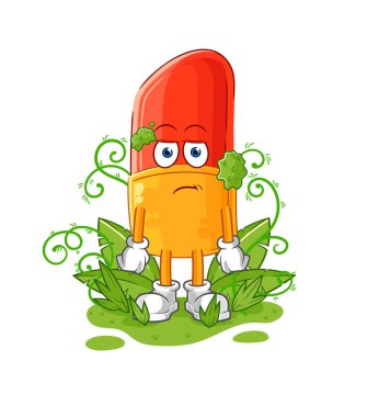 the lipstick waiting too long mascot. cartoon vector
