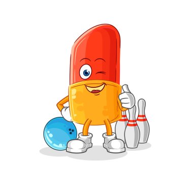 the lipstick play bowling illustration. character vector