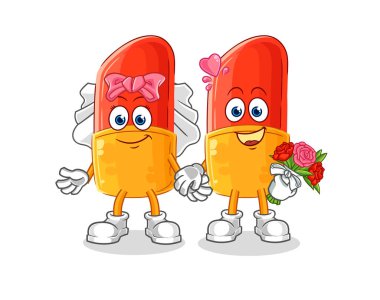 the lipstick wedding cartoon. cartoon mascot vector