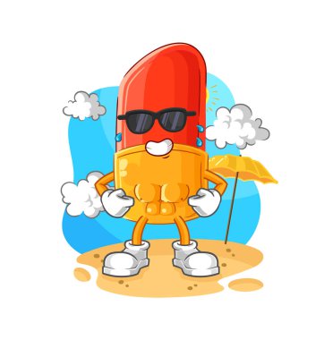 the lipstick sunbathing in summer. character vector