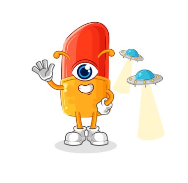 the lipstick alien cartoon mascot vector