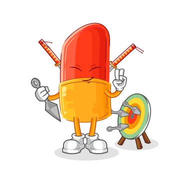 the lipstick ninja cartoon. character vector