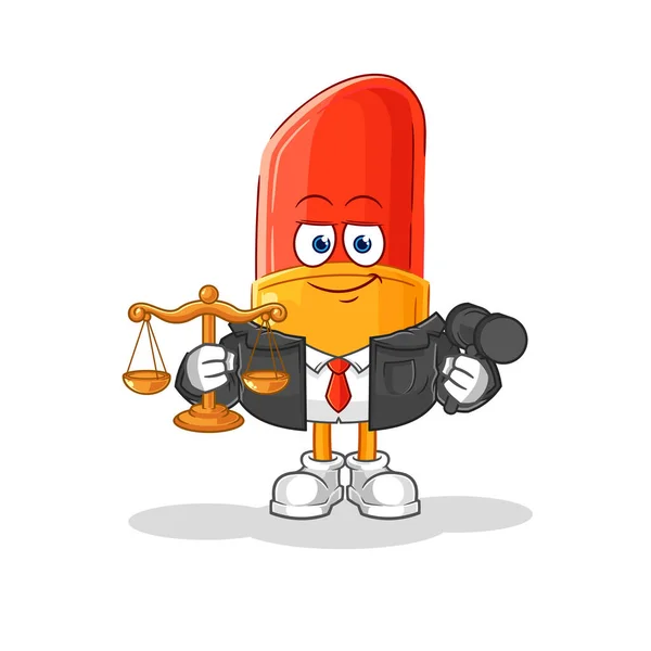 Lipstick Lawyer Cartoon Cartoon Mascot Vector — Vettoriale Stock