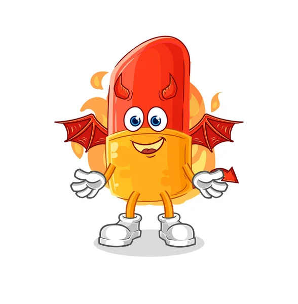 Lipstick Demon Wings Character Cartoon Mascot Vector — Stock Vector
