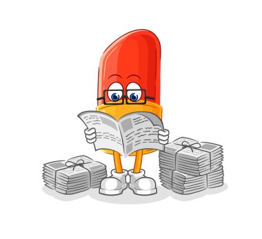 the lipstick read newspaper cartoon. character vector