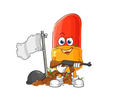 the lipstick army character. cartoon mascot vector