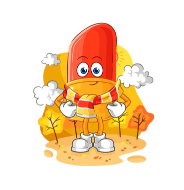 the lipstick in the autumn. cartoon mascot vector