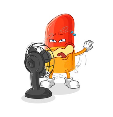 the lipstick with the fan character. cartoon mascot vector