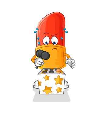 the lipstick play whack a mole mascot. cartoon vector