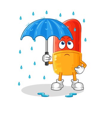 the lipstick holding an umbrella illustration. character vector