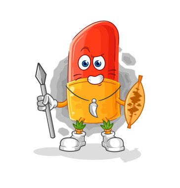 the lipstick african tribal fighter mascot. cartoon vector