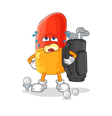 the lipstick with golf equipment. cartoon mascot vector