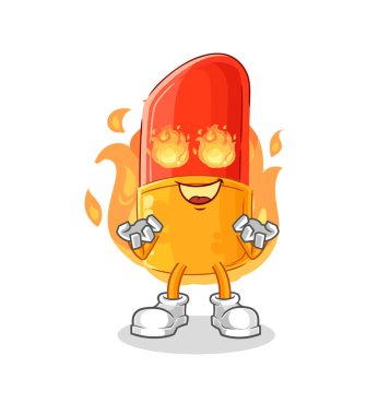 the lipstick on fire mascot. cartoon vector