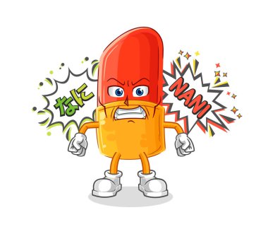 the lipstick anime angry vector. cartoon character