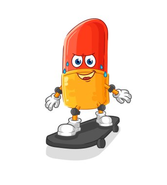 the lipstick riding skateboard cartoon character vector