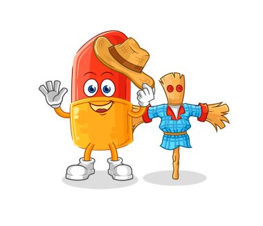 the lipstick with scarecrows cartoon character vector