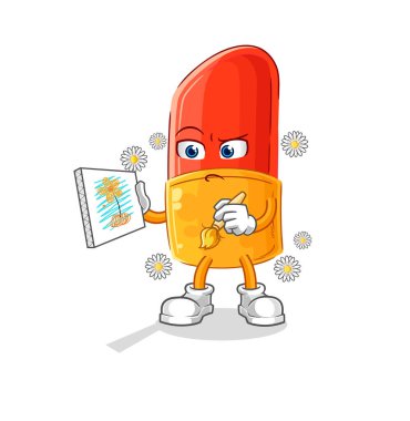 the lipstick traditional painter cartoon character vector