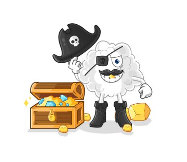 the cloud pirate with treasure mascot. cartoon vector