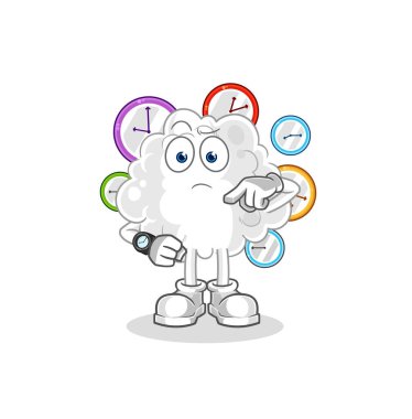 the cloud with wristwatch cartoon. cartoon mascot vector