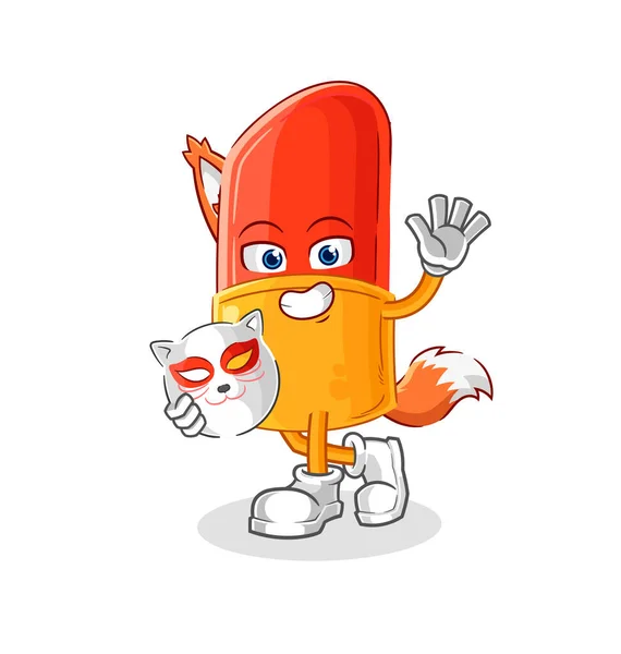 Lipstick Japanese Fox Character Cartoon Mascot — 스톡 벡터