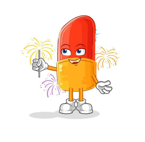 Lipstick Fireworks Mascot Cartoon Vector — Stock Vector