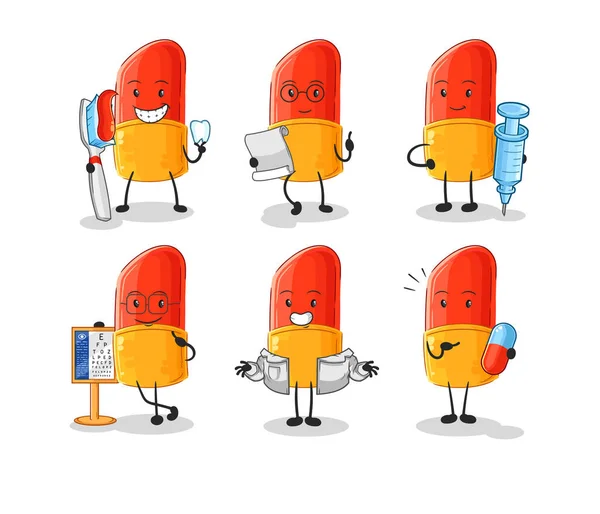 Lipstick Doctor Group Character Cartoon Mascot Vector — Stock Vector