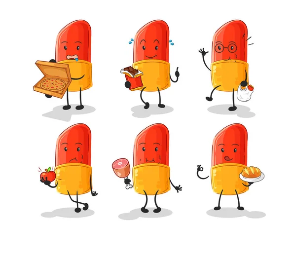 Lipstick Food Set Character Cartoon Mascot Vector — Stock Vector