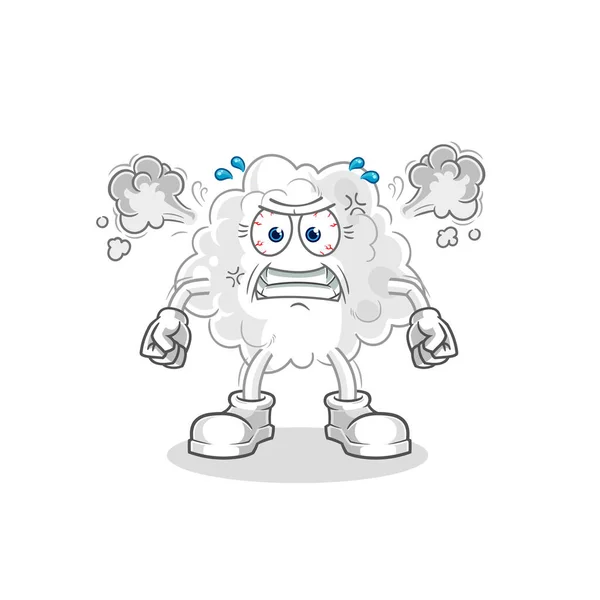 Cloud Very Angry Mascot Cartoon Vector — ストックベクタ