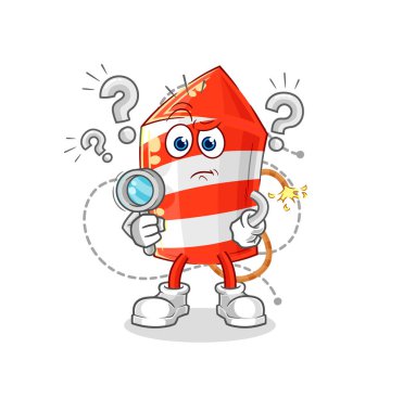 the fireworks rocket searching illustration. character vecto