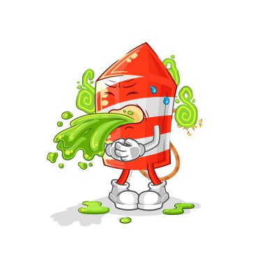 the fireworks rocket throw up cartoon. cartoon mascot vecto