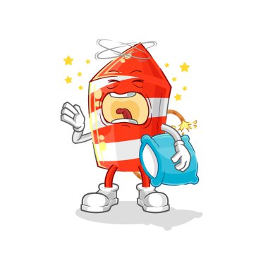 the fireworks rocket yawn character. cartoon mascot vecto