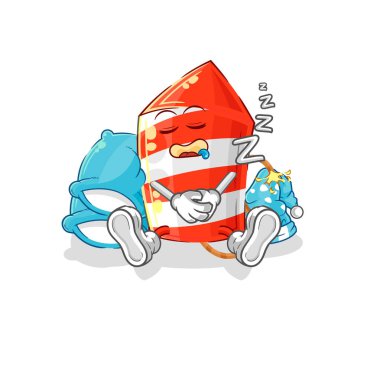 the fireworks rocket sleeping character. cartoon mascot vecto