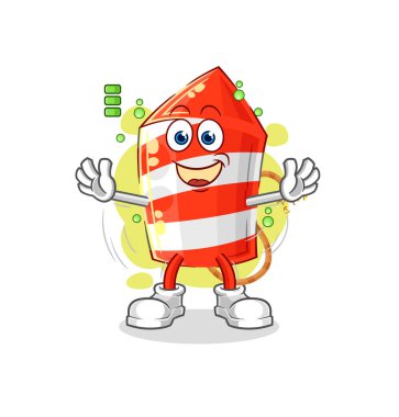 the fireworks rocket full battery character. cartoon mascot vecto