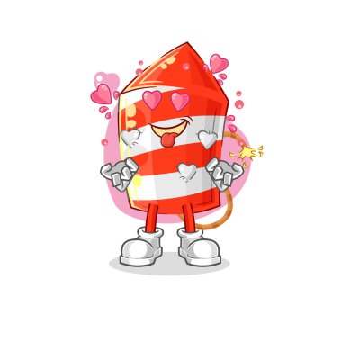 the fireworks rocket fallin love vector. cartoon characte