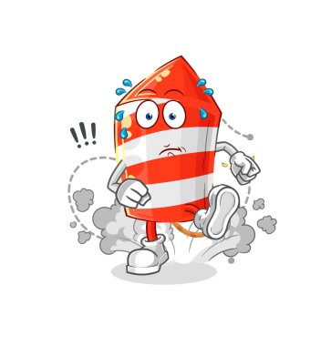 the fireworks rocket running illustration. character vecto