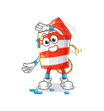 the fireworks rocket stretching character. cartoon mascot vecto