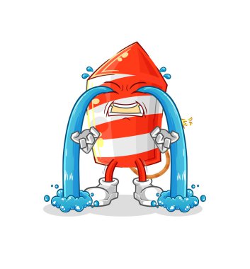 the fireworks rocket crying illustration. character vecto