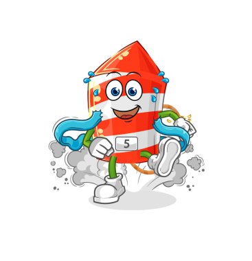 the fireworks rocket runner character. cartoon mascot vecto