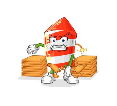 the fireworks rocket karate mascot. cartoon vecto