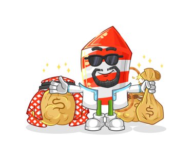 the fireworks rocket rich arabian mascot. cartoon vecto