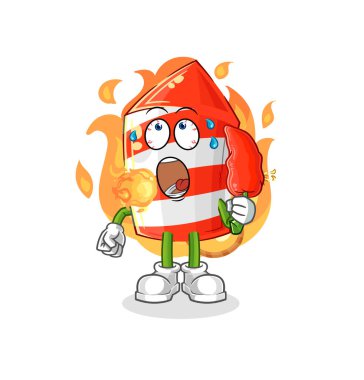 the fireworks rocket eat hot chilie mascot. cartoon vecto
